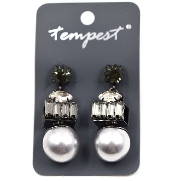 Dressy pearl drop earrings with crystal details