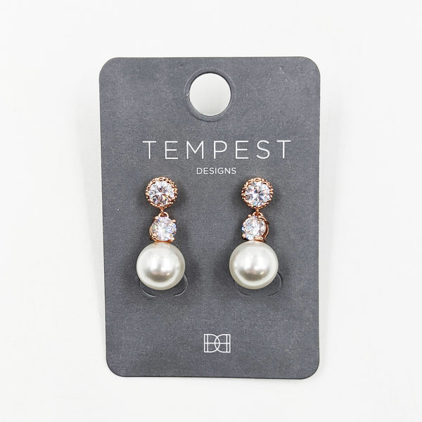 Crystal stud earrings with pearl drop