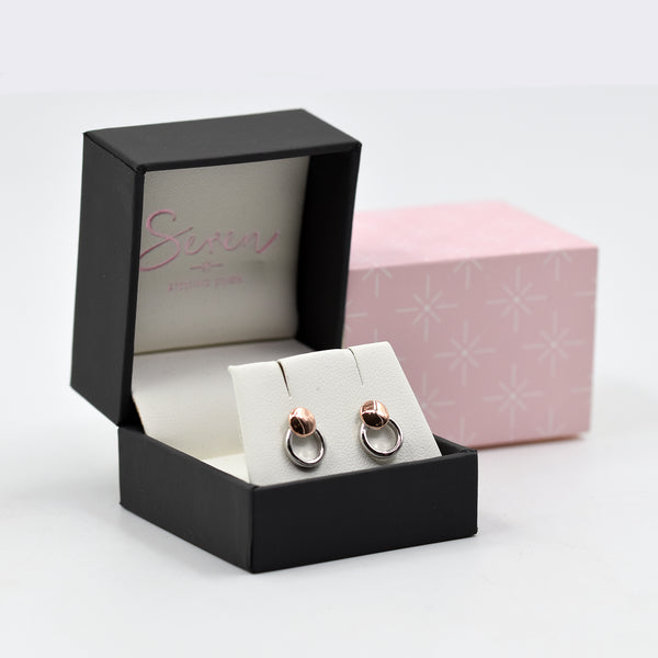 925 Rose gold circle stud earring with open circle feature
