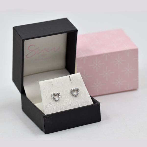 CZ crystal heart shaped earrings