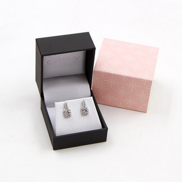 925 silver square cz drop earrings