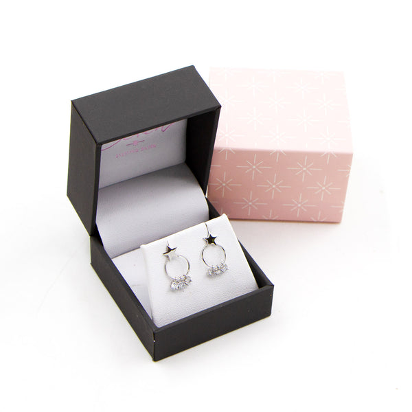 925 silver star and ring with cz drops earrings