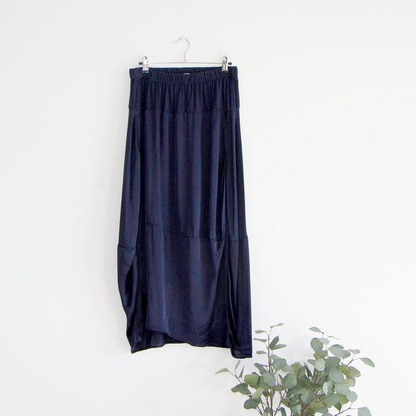 Satin jersey panel skirt stretchy waste band