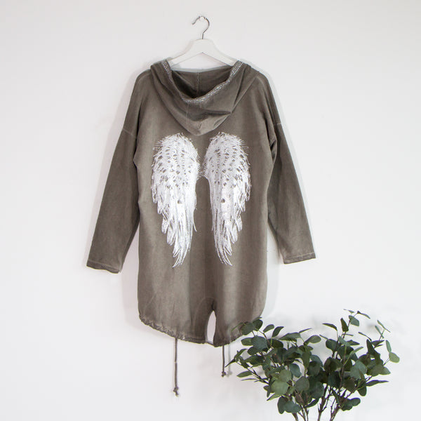 Free sized jacket with angel motif back