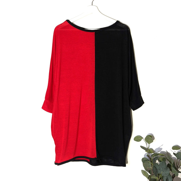 Viscose polyester mix tunic top with colour block