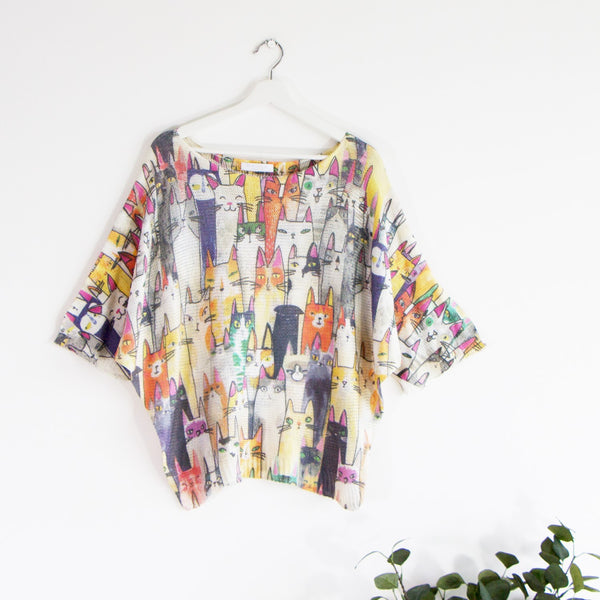 Multi cats print jumper