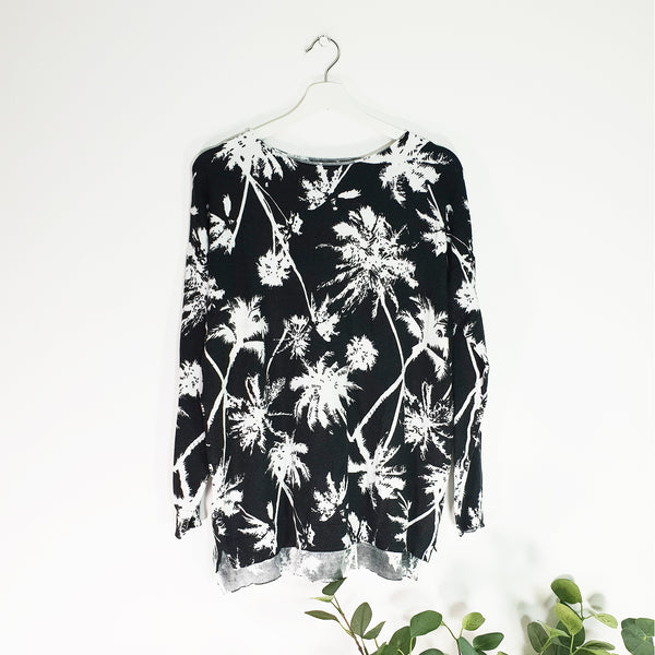 Soft touch tropical tree print jumper