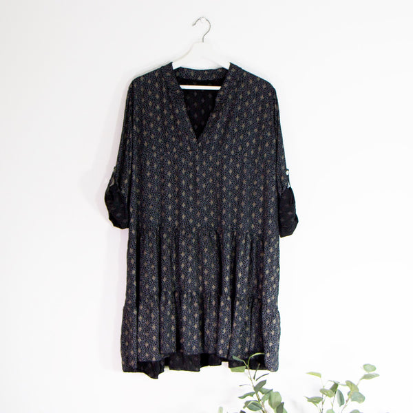 Prairie style dress with special diamond print
