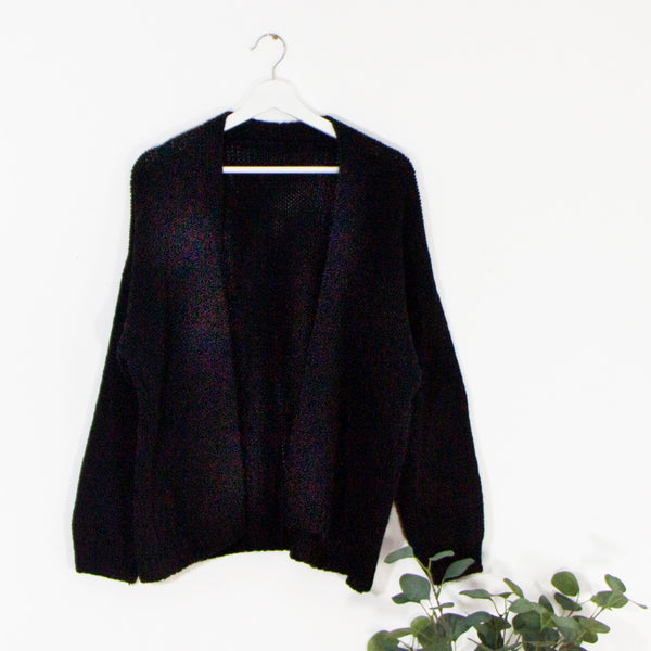 Open slouchy cardigan with crystal star motif on both sleeves