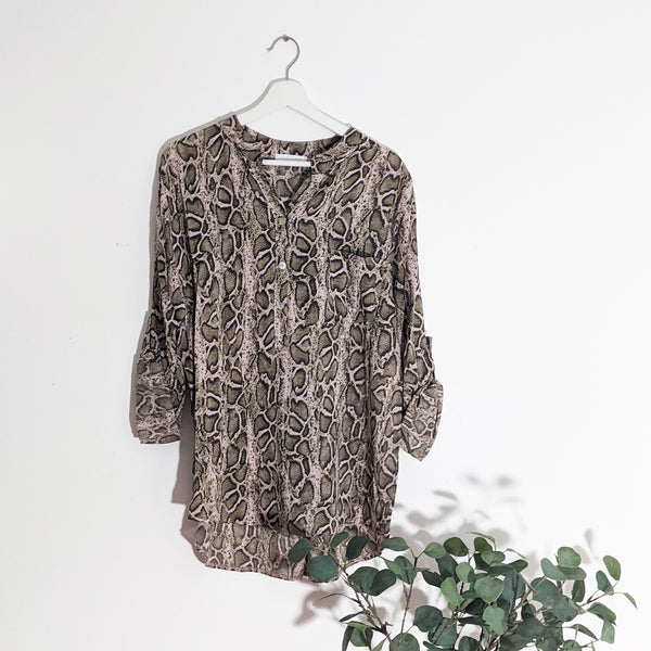 Snake print long sleeve shirt
