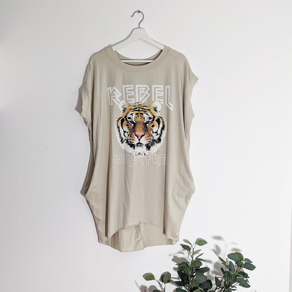 Rebel Tiger print free size jersey top