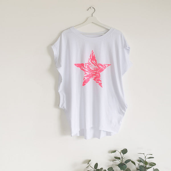 Jersey free size top with neon animal star (M)