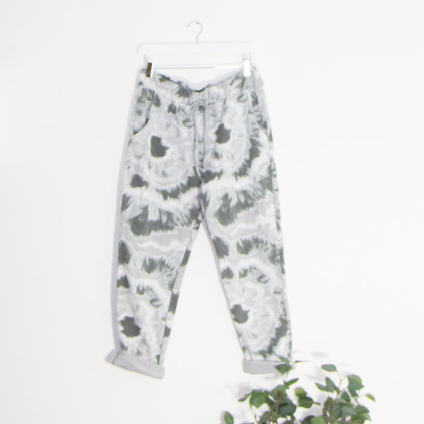 Random tie dye effect jogger pants with drawstring waist