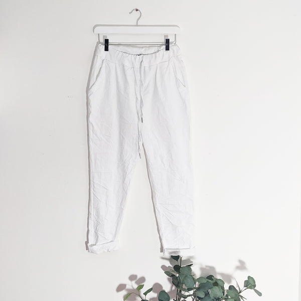 Super stretch plain trousers with front pockets (M-L)