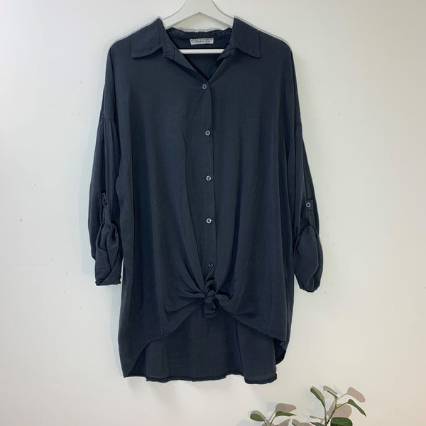 Viscose mix button down plain shirt with collar