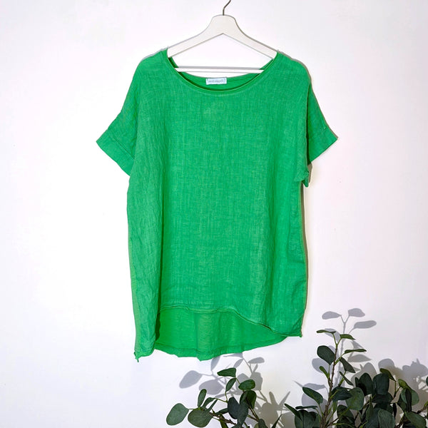 Classic linen front jersey back top (M-L)