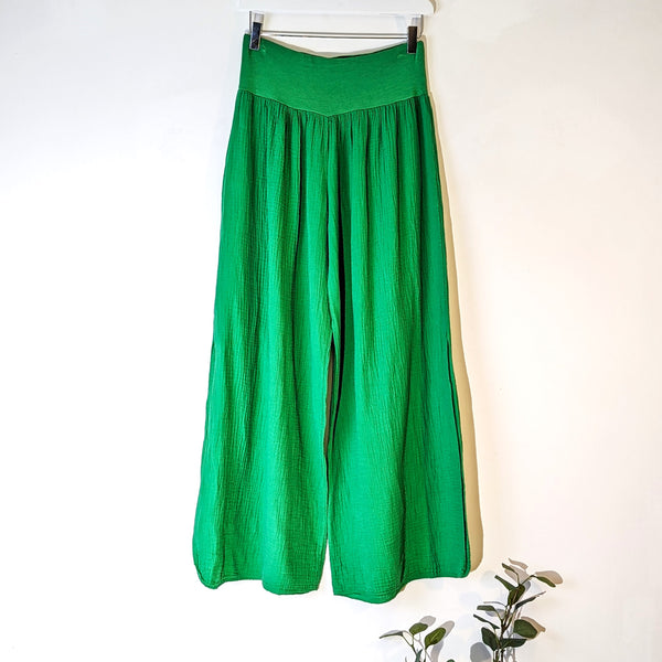 Straight leg vintage wash cotton trousers with side splits (M-L)
