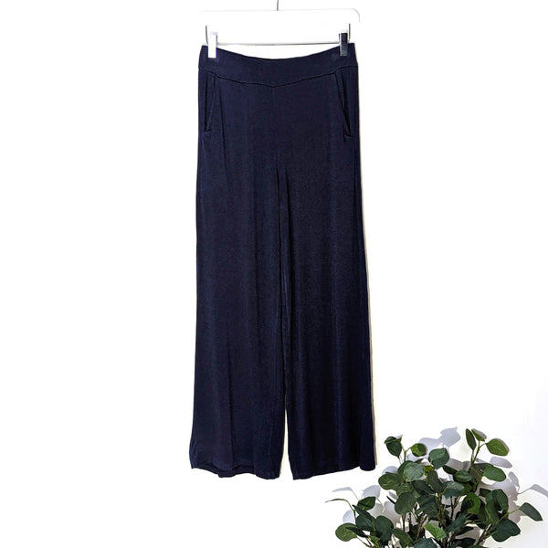 Fine knit soft touch straight leg trousers with elasticated waist and pockets