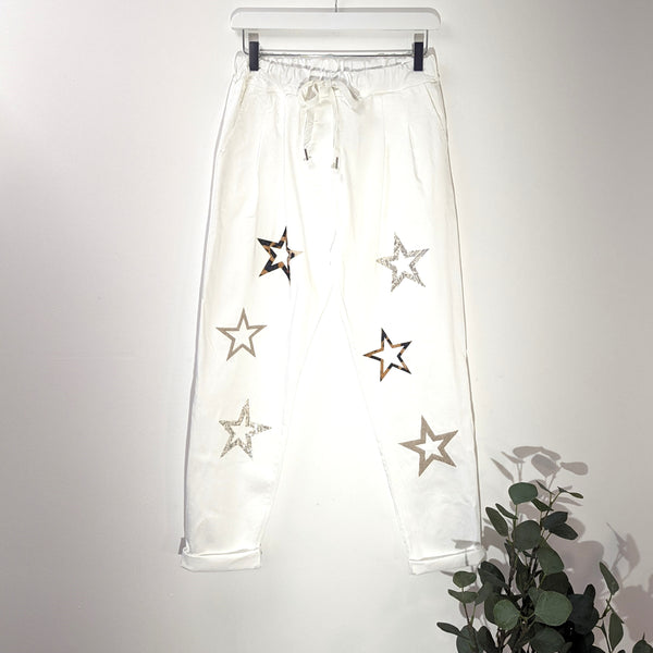 Tencel trousers with multi fabric star motif (M-L)