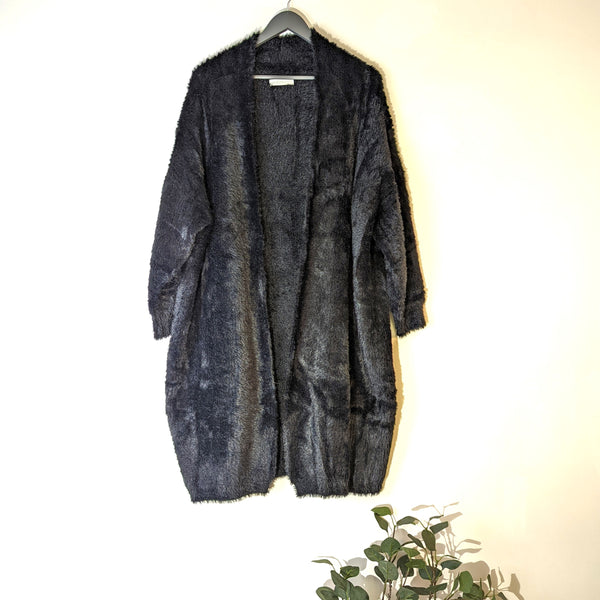 Luxury supersoft faux fur feel substantial long cardi