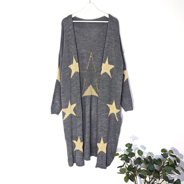 Long length golden starry open cardi (O/S)