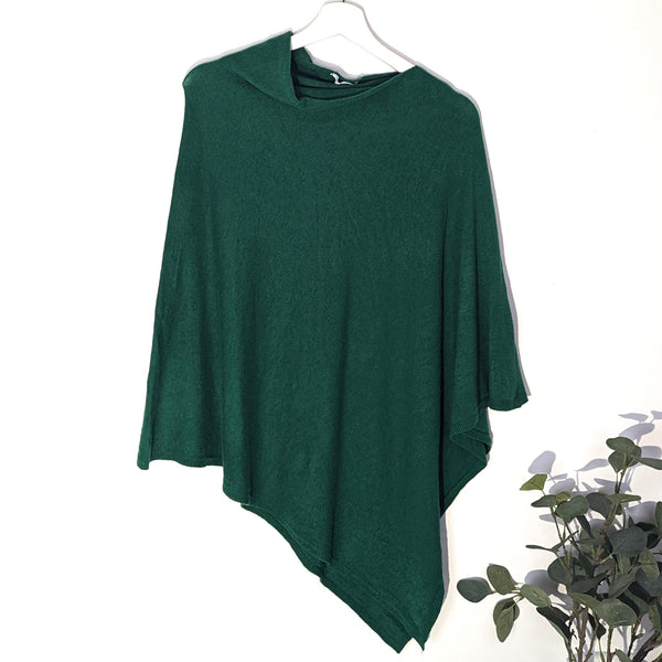 Plain classic fine knit poncho (S-L)