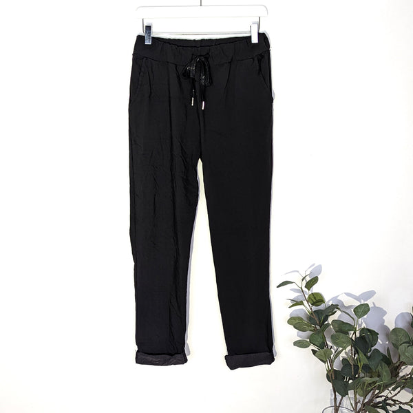Large size super stretch plain trousers (L-XL)