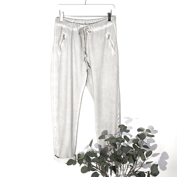 Vintage wash lounge trousers with satin strip detail down side (M-L)