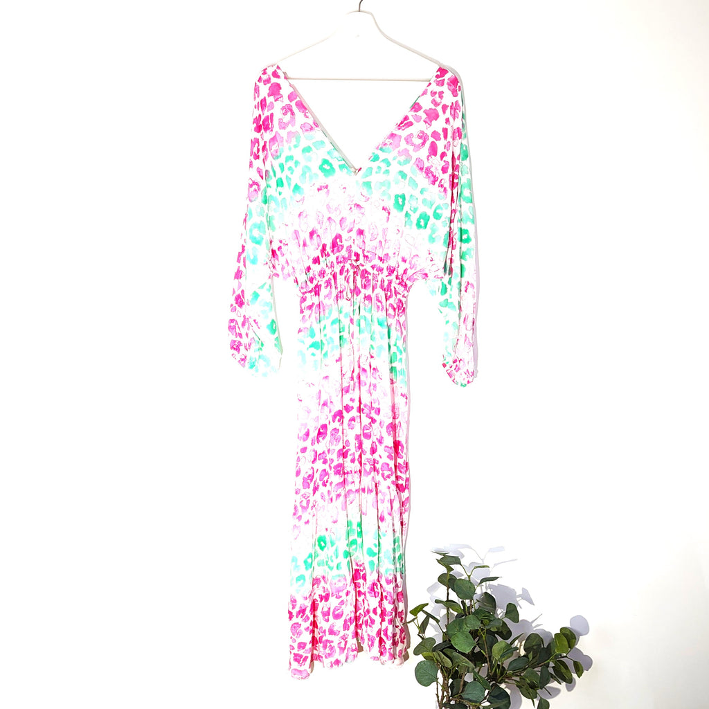 Leopard print v neck dress with under bust tie (M) – Tempest Designs