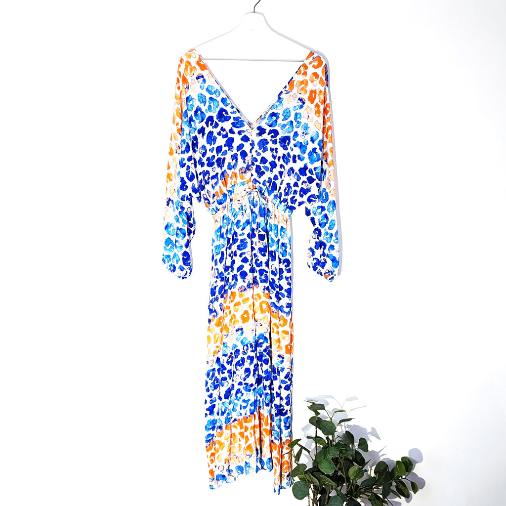 Leopard print v neck dress with under bust tie (M) – Tempest Designs