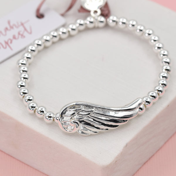 Angel wing stretchy beaded bracelet