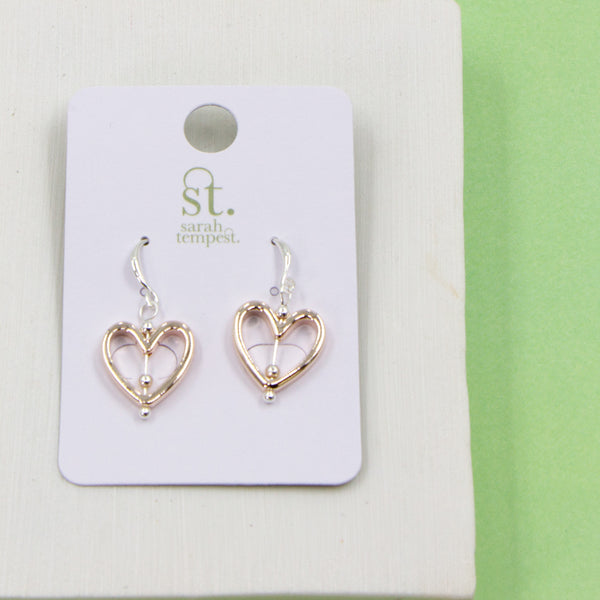 Open hearts earrings with pin and little balls