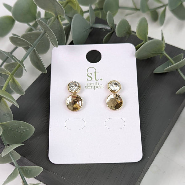Crystal and plain stud earring 2 pack