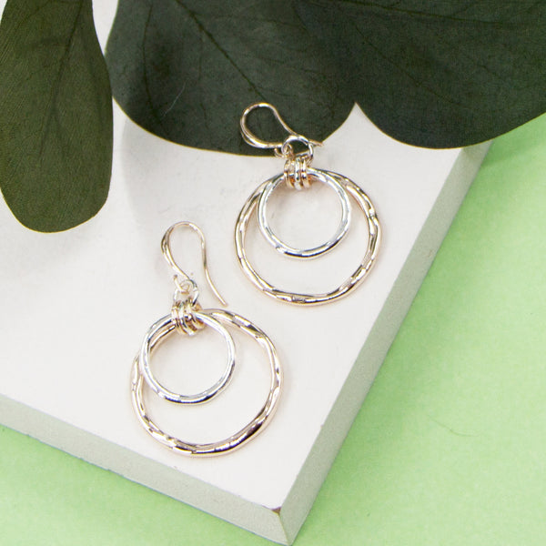 Open circle charm on fish hook earrings