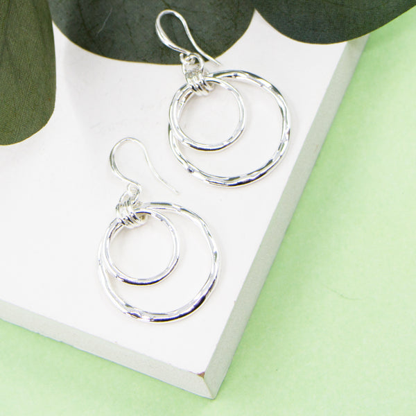 Open circle charm on fish hook earrings