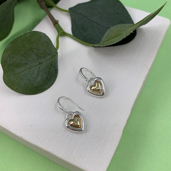 Heart charm on fish hook earrings