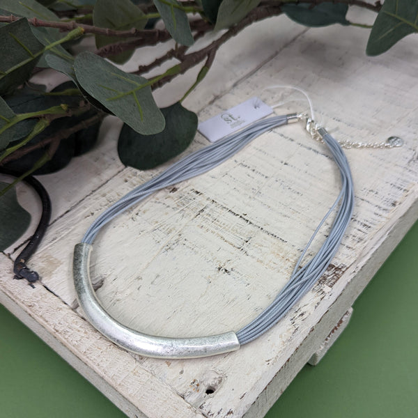 Contemporary bar necklace on multi wax cord