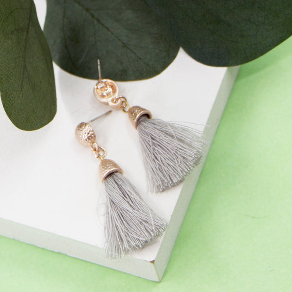 Grey tassel earrings