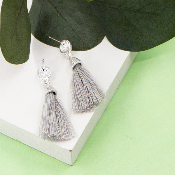 Grey tassel earrings