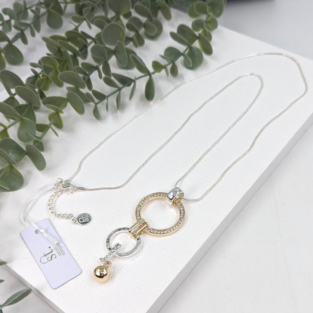 2 tone crystal circles pendant necklace – Tempest Designs