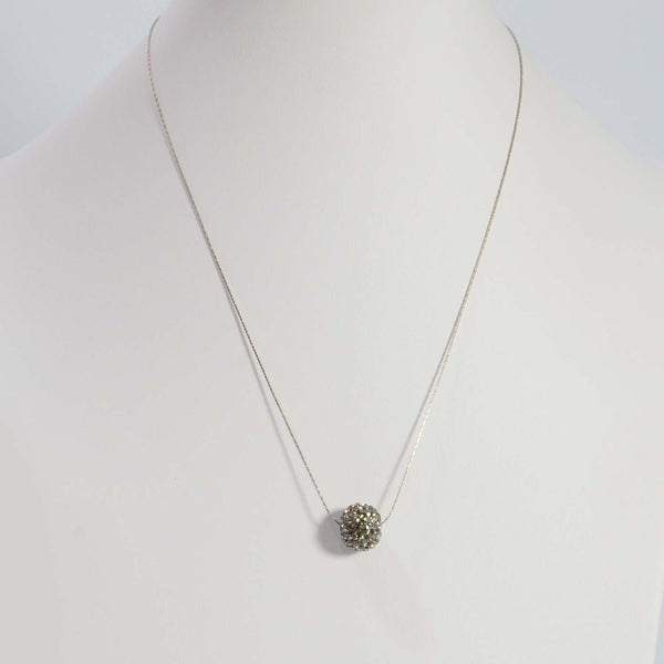 Delicate short simple chain necklace with diamante ball