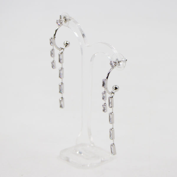 Mini baguette crystal drop earrings with 925 silver post