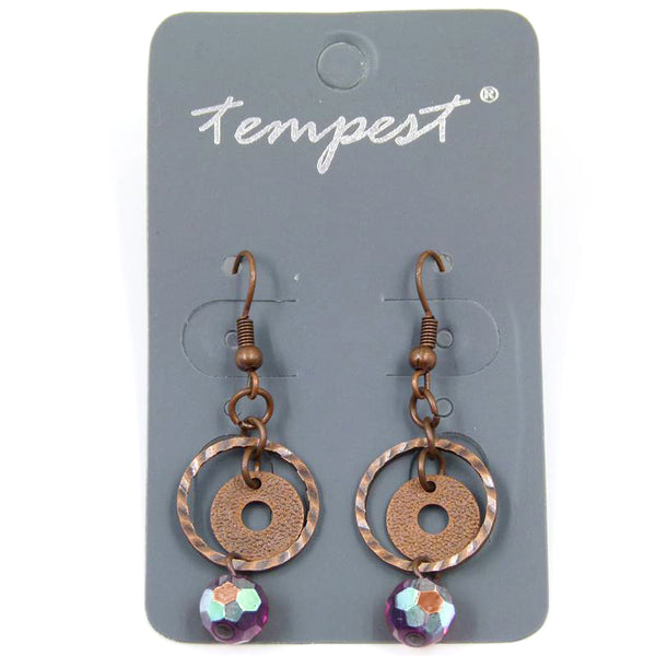 Drop earrings with hoops and crystal