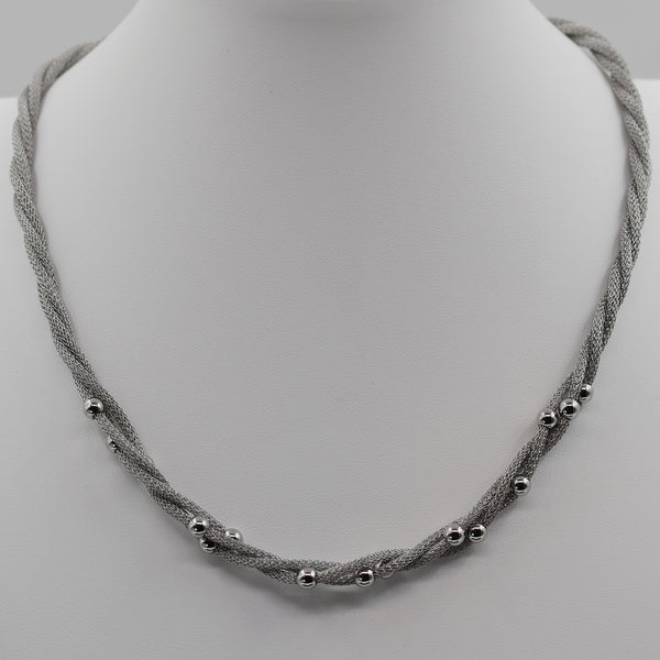 stainless steel necklace with small steel balls steel