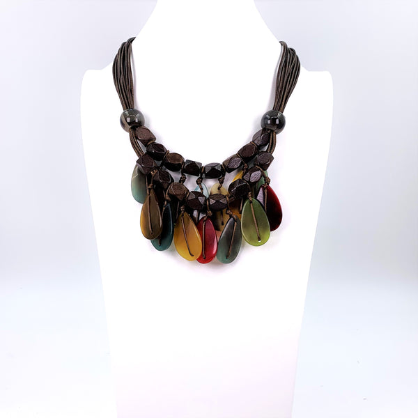 Luxury drop shape multi resin necklace