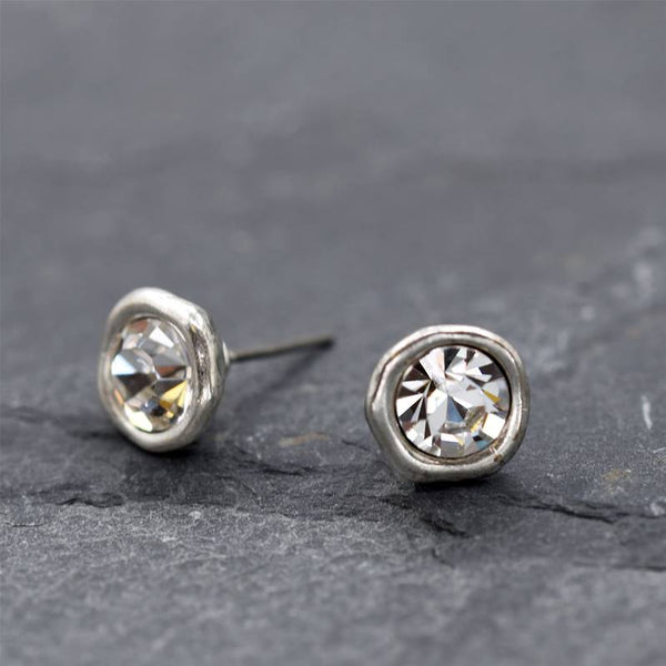Round swarovski crystal stone stud earring