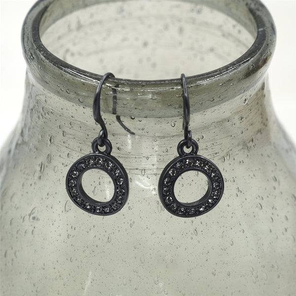 Delicate drop circle earring with crystals