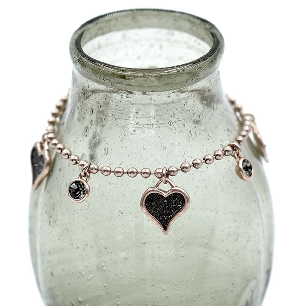 Little hearts dainty stones & crystals on beaded bracelet