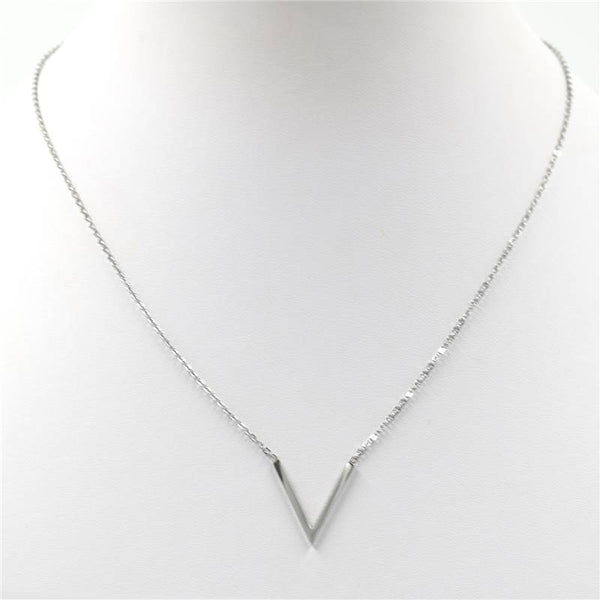Stainless steel V pendant on delicate chain necklace