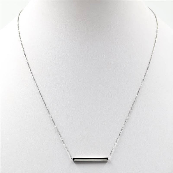 Stainless steel bar pendnat on delicate chain necklace